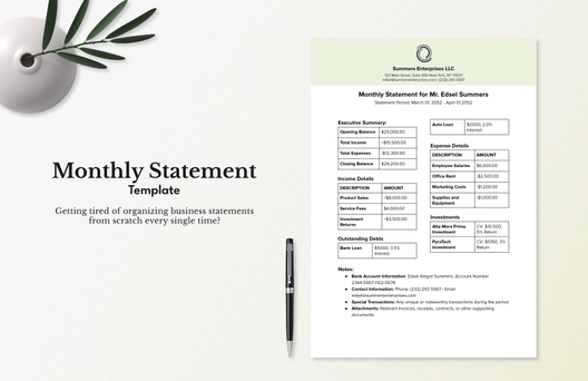 Monthly Statement Template Monthly Statement Template