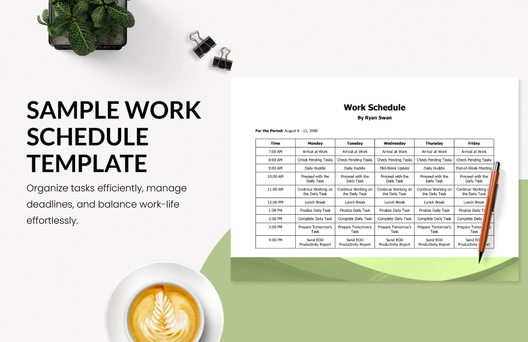 Sample Work Schedule Template Sample Work Schedule Template