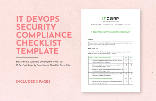IT DevOps Security Compliance Checklist Template