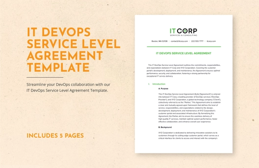 IT DevOps Service Level Agreement Template