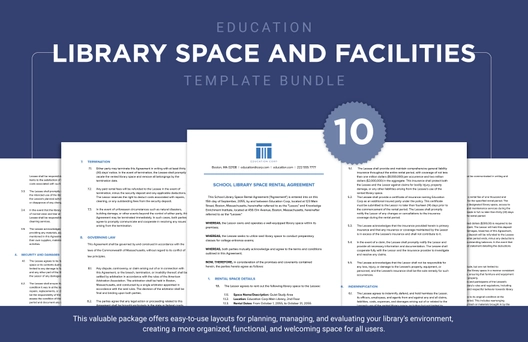 10 Education Library Space and Facilities Template Bundle