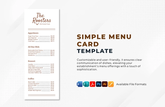 Simple Menu Card Template