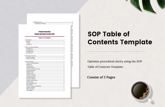 SOP Table of Contents Template
