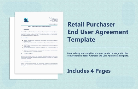 Retail Purchaser End User Agreement Template