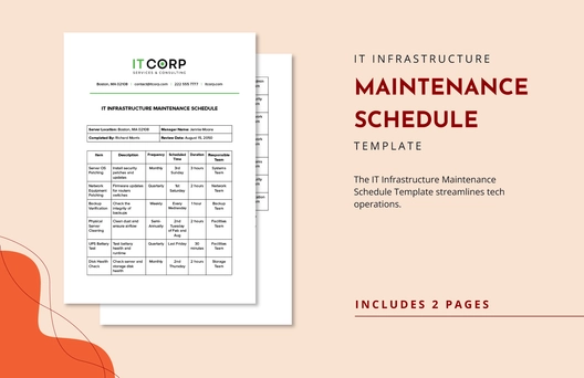 IT Infrastructure Maintenance Schedule Template