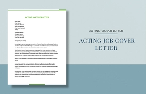 Acting Job Cover Letter