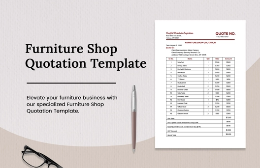 Furniture Shop Quotation Template