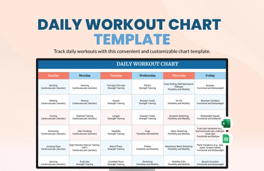 Daily Workout Chart Template Daily Workout Chart Template