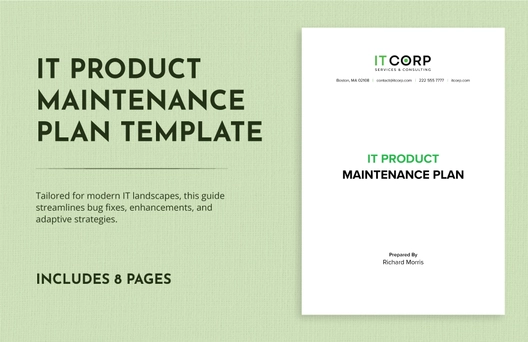 IT Product Maintenance Plan Template