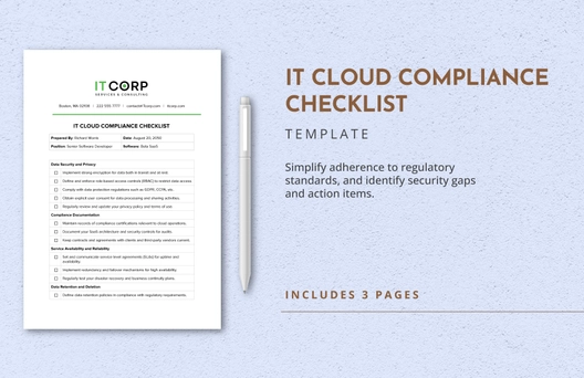 IT Cloud Compliance Checklist Template