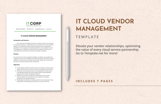 IT Cloud Vendor Management Template IT Cloud Vendor Management Template