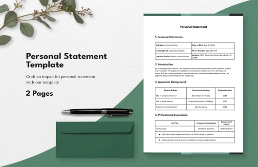 Personal Statement Template Personal Statement Template