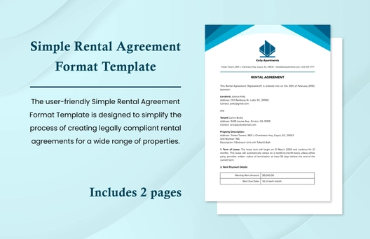 Simple Rental Agreement Format Template