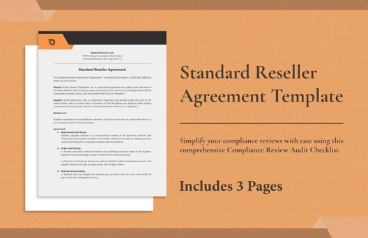 Standard Reseller Agreement Template