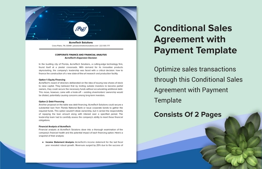 Corporate Finance and Financial Analysis Template