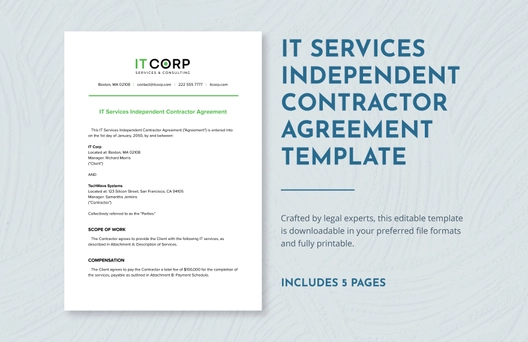 IT Services Independent Contractor Agreement Template