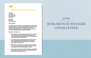 Bank branch manager cover letter