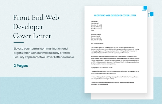 Front End Web Developer Cover Letter