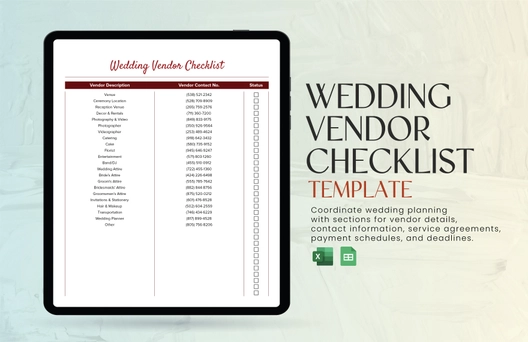 Wedding Vendor Checklist Template