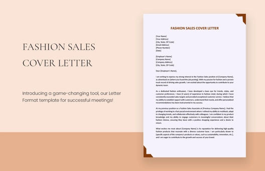 Fashion Sales Cover Letter