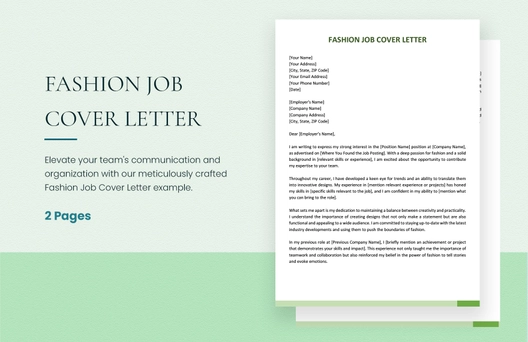 Fashion job Cover Letter