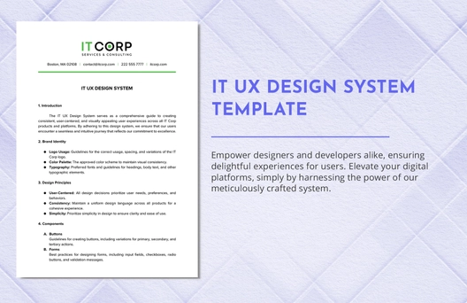 IT UX Design System Template IT UX Design System Template