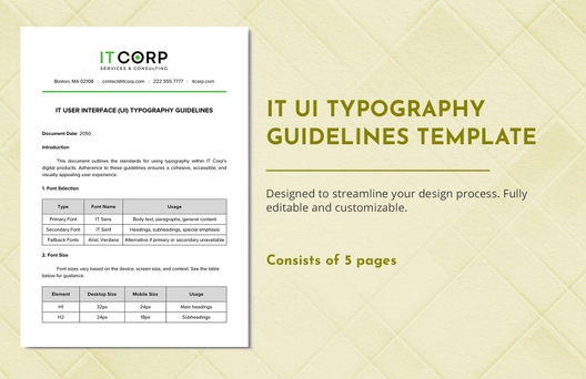 IT UI Typography Guidelines Template