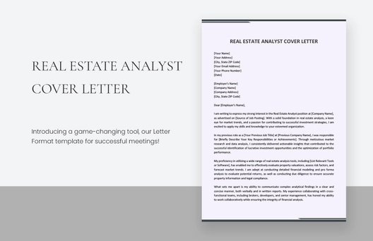 Real Estate Analyst Cover Letter