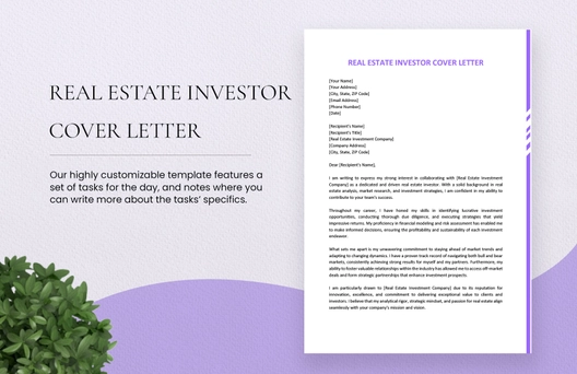 Real Estate Investor Cover Letter Real Estate Investor Cover Letter