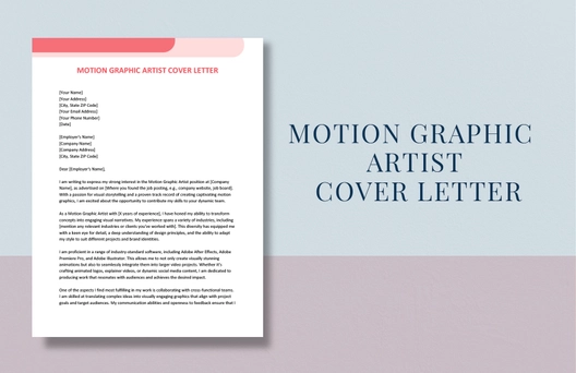 Motion Graphic Artist Cover Letter