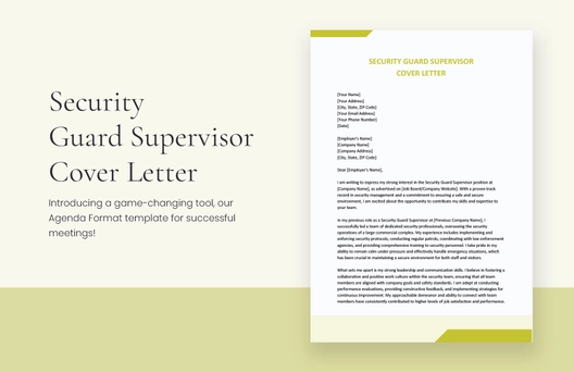 Security Guard Supervisor Cover Letter
