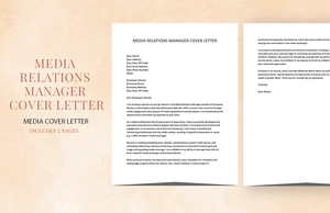 Media Relations Manager Cover Letter