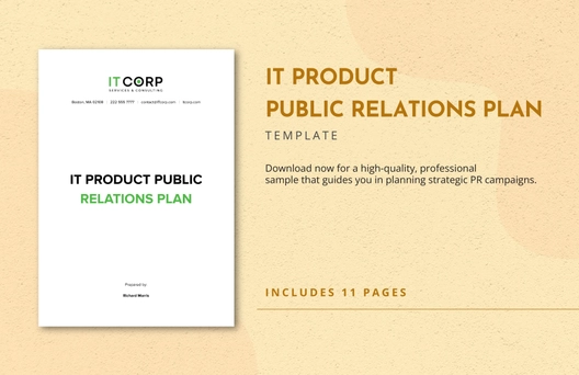 IT Product Public Relations Plan Template