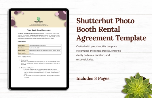 Shutterhut Photo Booth Rental Agreement Template