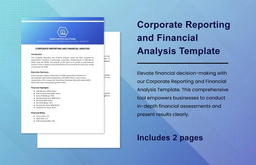 Corporate Reporting and Financial Analysis Template