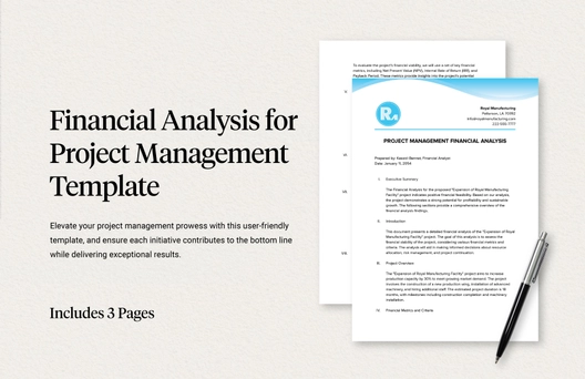 Financial Analysis for Project Management Template