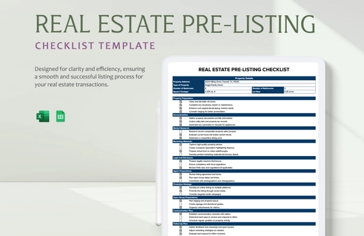 Real Estate Pre-Listing Checklist Template