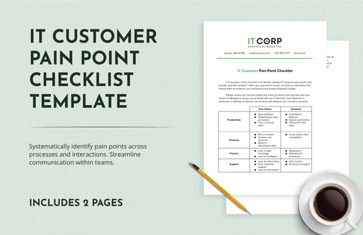 IT Customer Pain Point Checklist Template IT Customer Pain Point Checklist Template