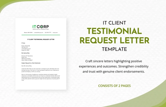 IT Client Testimonial Request Letter Template