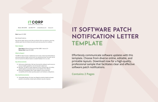 IT Software Patch Notification Letter Template