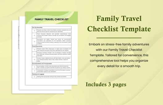Family Travel Checklist Template Family Travel Checklist Template