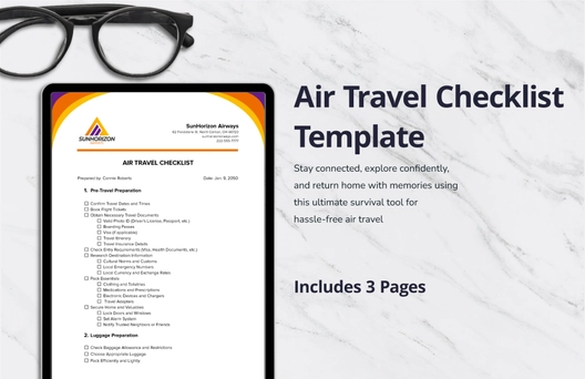 Air Travel Checklist Template Air Travel Checklist Template