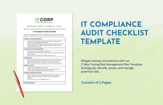 IT Compliance Audit Checklist Template IT Compliance Audit Checklist Template
