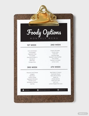 Monthly Menu Planner Template