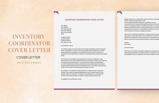 Inventory Coordinator Cover Letter