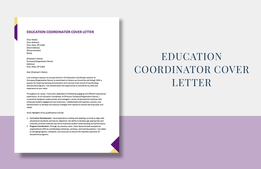 Education Coordinator Cover Letter