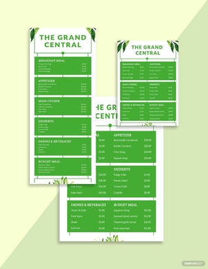 Organic Menu Board Template