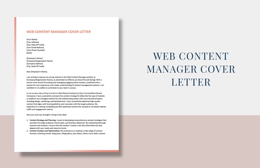Web Content Manager Cover Letter
