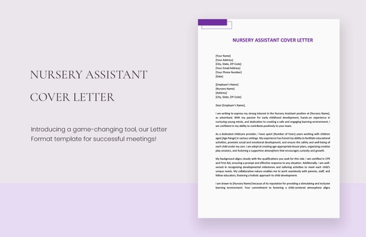 Nursery Assistant Cover Letter