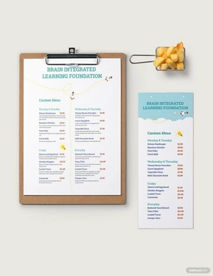 Simple Preschool Menu Template